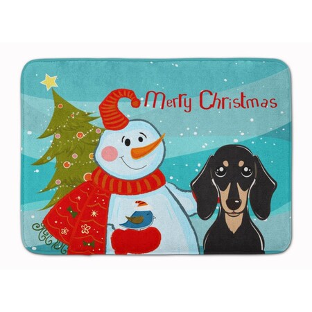 Carolines Treasures Snowman Smooth Black and Tan Dachshund Machine Washable Memory Foam Mat BB1835RUG